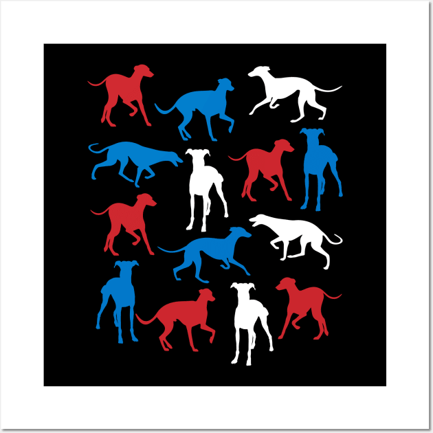 Patriotic Greyhound Dog America Flag 4Th Of July Wall Art by klausgaiser